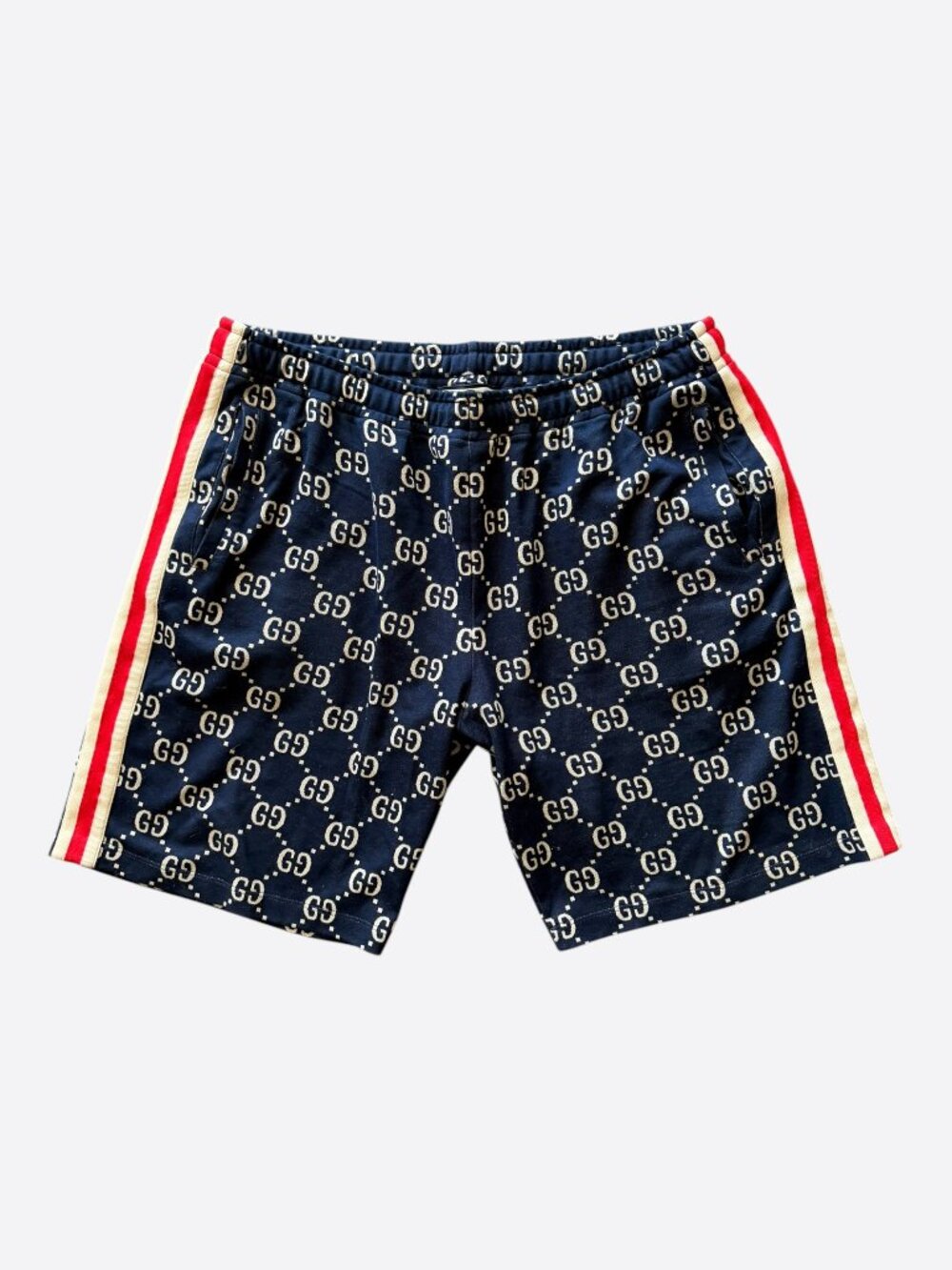 Gucci Navy & White GG Monogram Jacquard Shorts